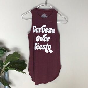 Maroon Cerveza over Siesta Graphic Tank Top Medium